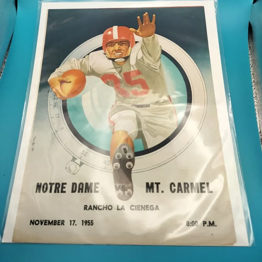 1955 Notre Dame vs. Mt. Carmel Football Program Vintage NCAA College Game